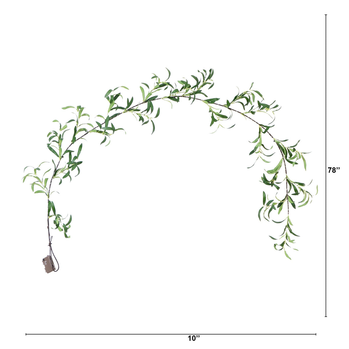 6.5' Lighted Artificial Olive Garland with 100 Warm White LED Lights, decorative foliage accent for home, wedding or event decor
