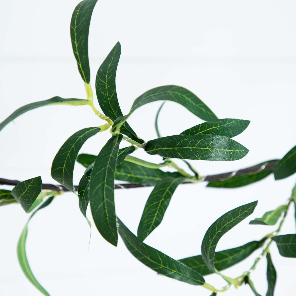 6.5' Lighted Artificial Olive Garland with 100 Warm White LED Lights, lush botanical garland for home and seasonal decorating