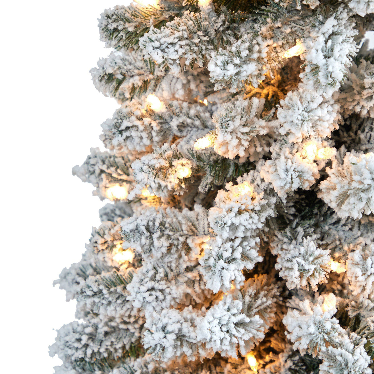7' Flocked Pencil Artificial Christmas Tree with 400 Clear Lights and 574 Bendable Branches, Christmas tree for living room, entryway or seasonal display