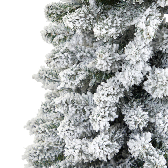 7' Flocked Pencil Artificial Christmas Tree with 574 Bendable Branches, artificial Christmas tree for festive holiday home decor from Cedar & Spice Gifts