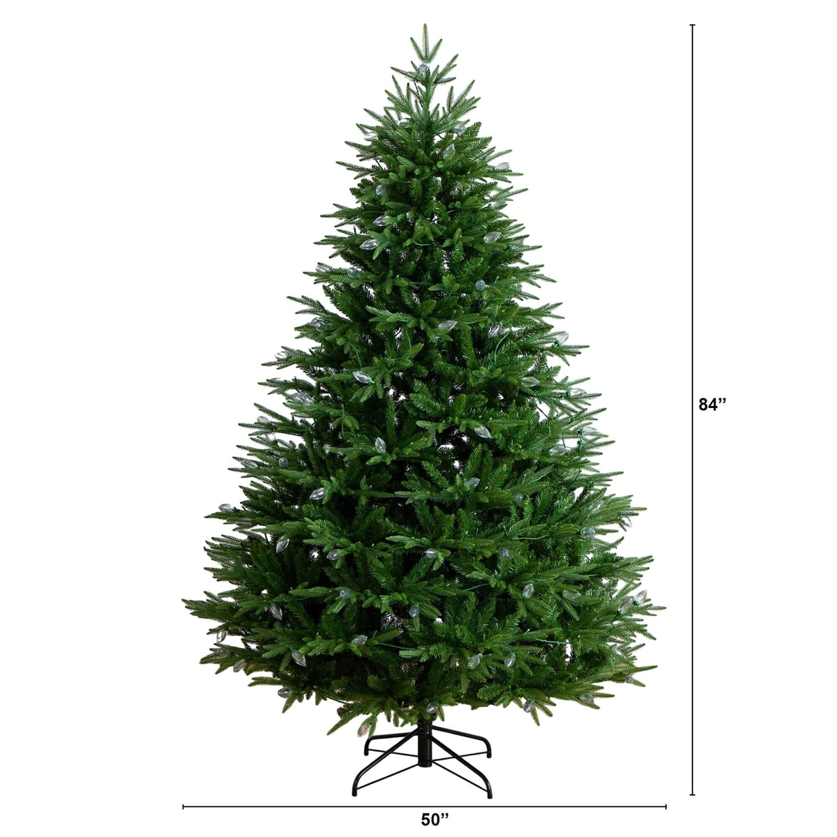 7' Pre-Lit Artificial Luxembourg Pine Christmas Tree with 340 Multicolored Traditional Bulb LED Lights, Christmas tree for living room, entryway or seasonal...