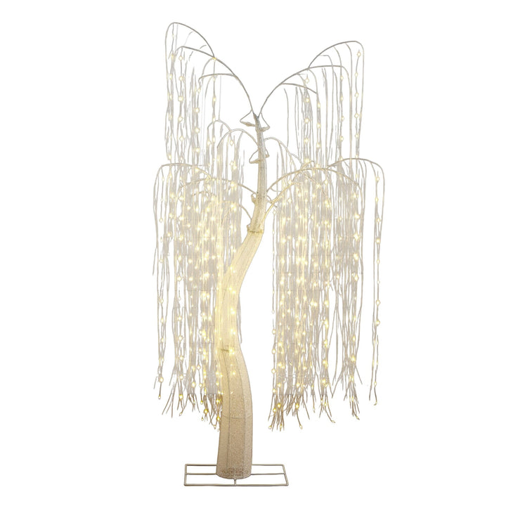 7' Pre-Lit Artificial White Willow Christmas Tree with 400 Cool White LED Light