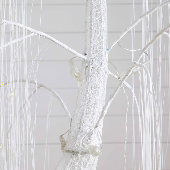 7' Pre-Lit Artificial White Willow Christmas Tree with 400 Cool White LED Light