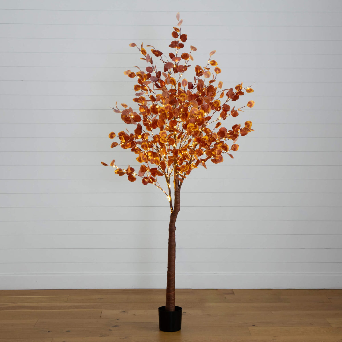 7' Pre-Lit Grand Autumn Eucalyptus Artificial Fall Tree with 420 Warm White LED Lights