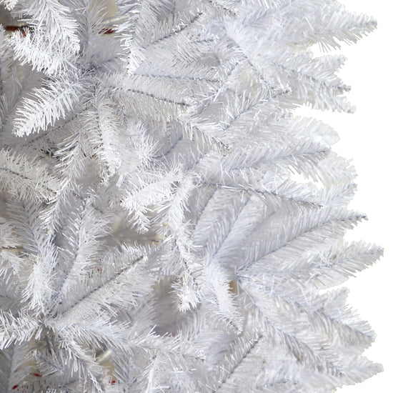 7' Slim White Artificial Christmas Tree with 995 Bendable Branches, decorative Christmas tree for home and seasonal holiday display