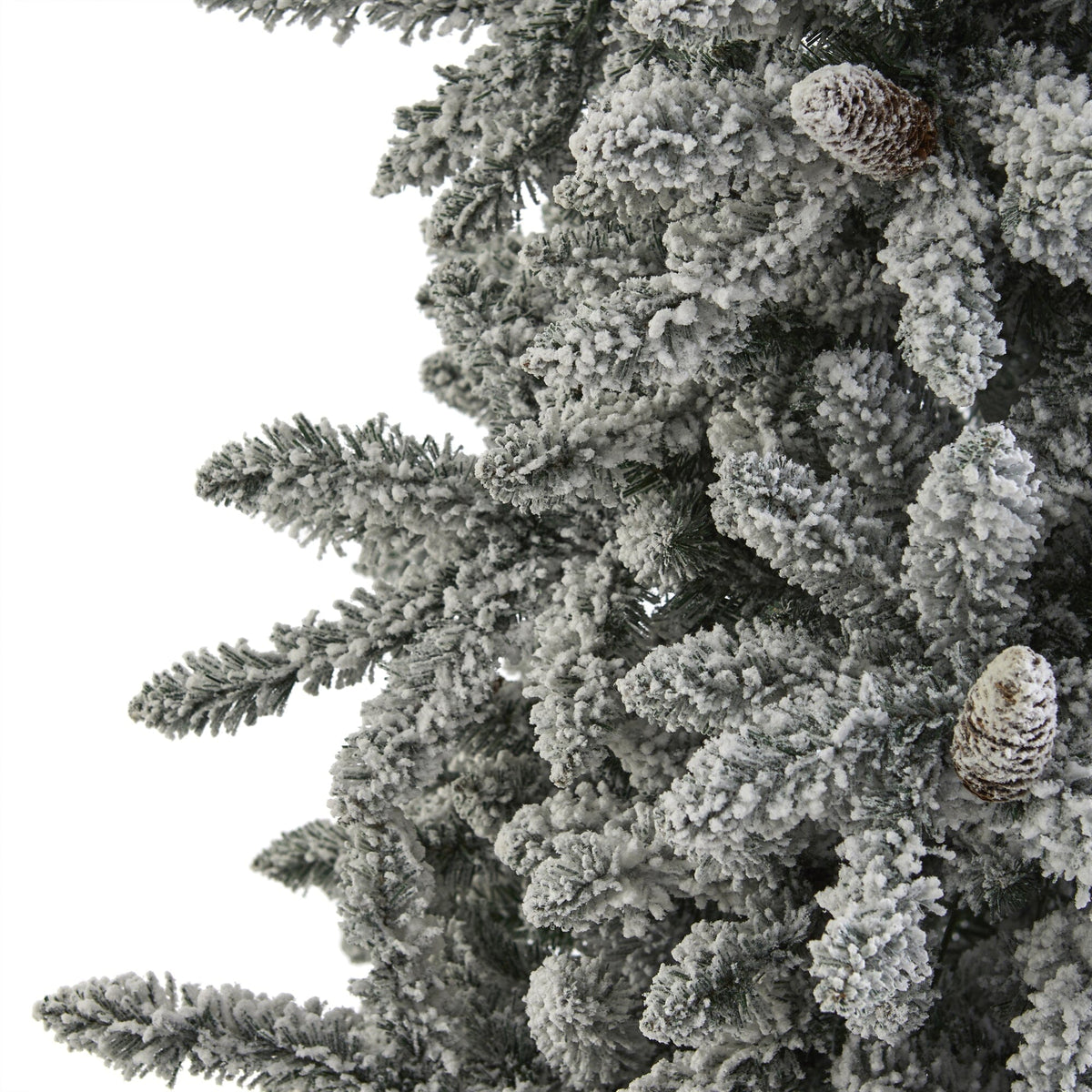 7.5' Flocked Livingston Fir Artificial Christmas Tree with Pine Cones and 1336 Bendable Branches, decorative Christmas tree for home and seasonal holiday dis...