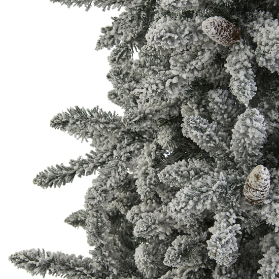 7.5' Flocked Livingston Fir Artificial Christmas Tree with Pine Cones and 1336 Bendable Branches, decorative Christmas tree for home and seasonal holiday dis...