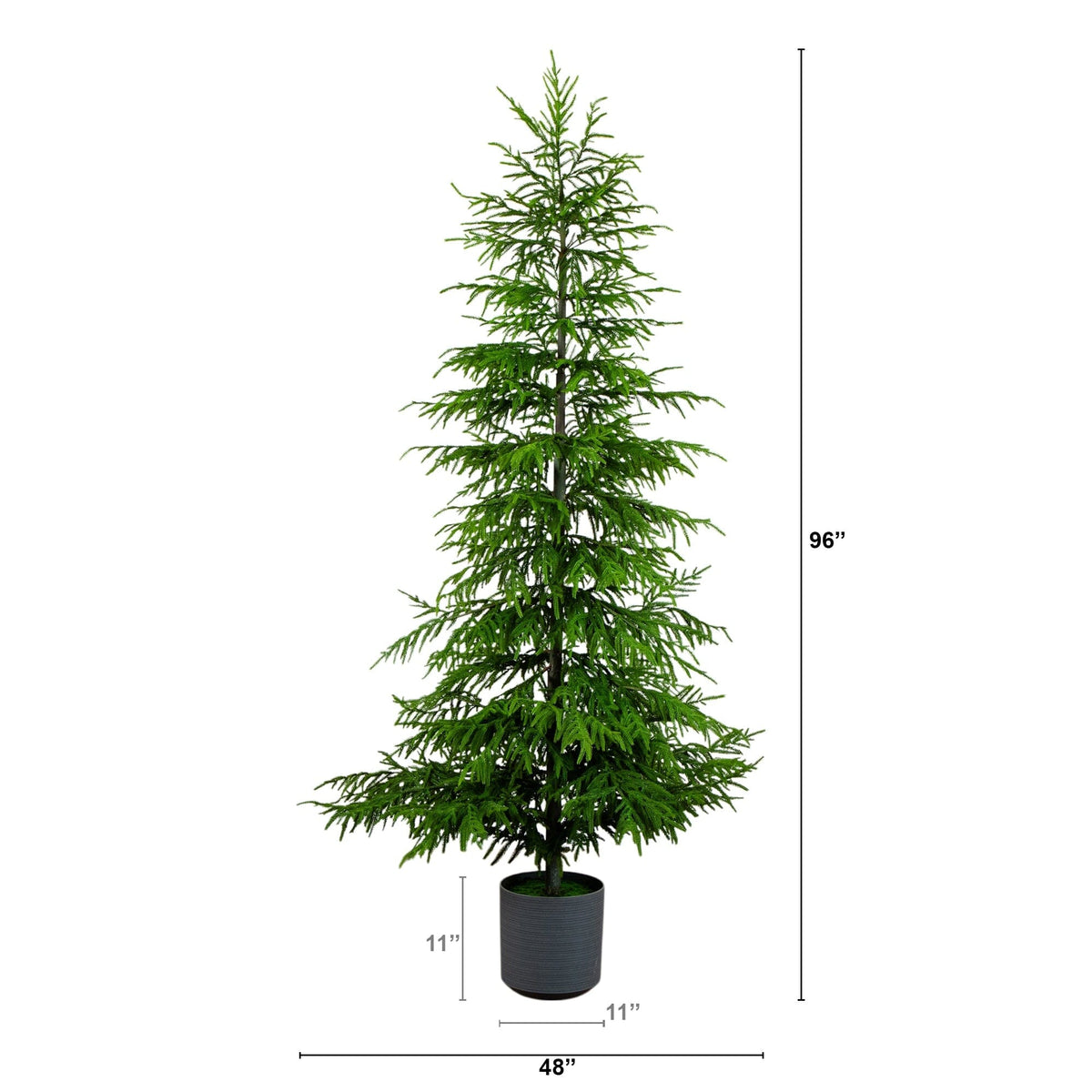 8' Artificial Real Touch Norfolk Island Pine Christmas Tree with Natural Look, decorative Christmas tree for home and seasonal holiday display