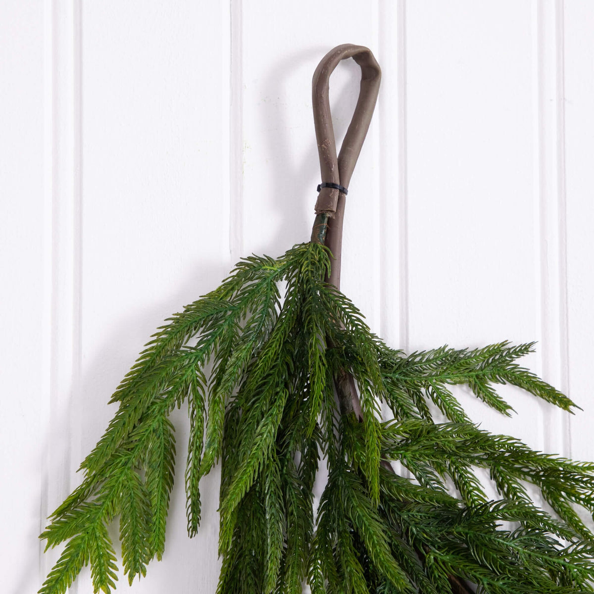 8' Artificial Real Touch Norfolk Island Pine Garland with Natural Look, evergreen home accent for fireplace, railing or entryway