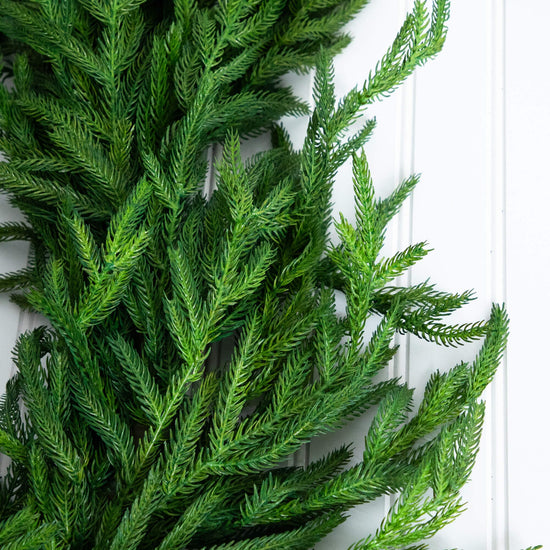 8' Artificial Real Touch Norfolk Island Pine Garland with Natural Look, natural-look garland for seasonal home decorating
