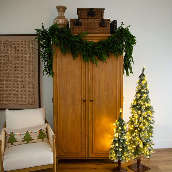 8' Artificial Real Touch Norfolk Island Pine Garland with Natural Look, decorative greenery for mantel, table or staircase