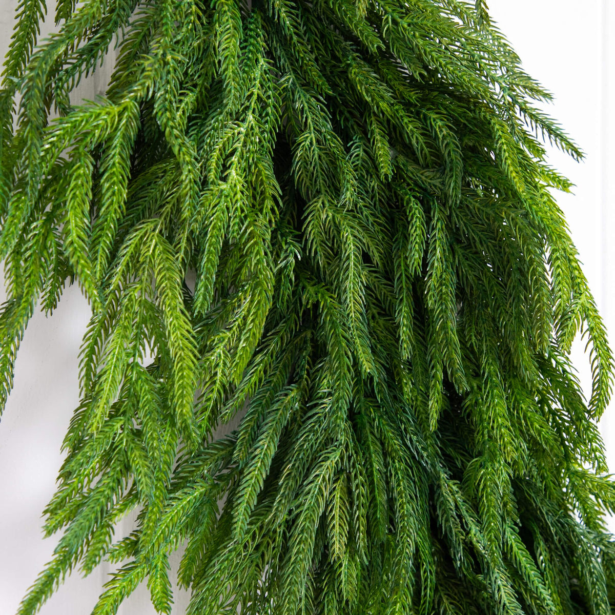 8' Artificial Real Touch Norfolk Island Pine Garland with Natural Look, evergreen home accent for fireplace, railing or entryway