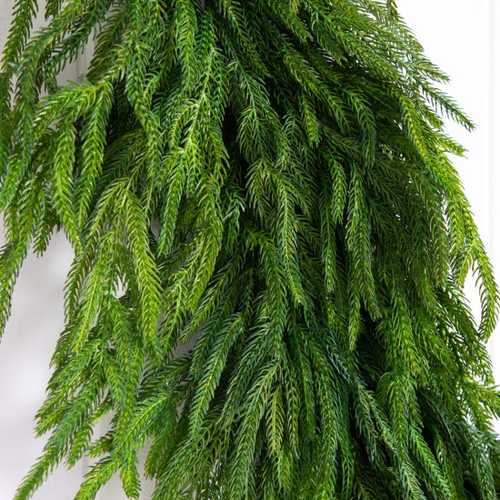 8' Artificial Real Touch Norfolk Island Pine Garland with Natural Look, evergreen home accent for fireplace, railing or entryway