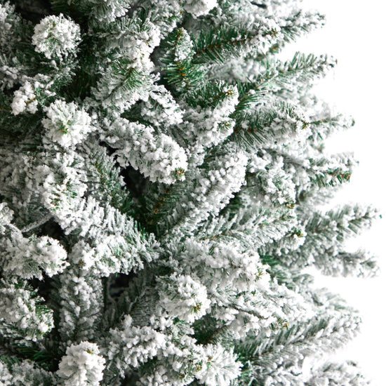 8' Slim Flocked Montreal Fir Artificial Christmas Tree, artificial Christmas tree for festive holiday home decor from Cedar & Spice Gifts
