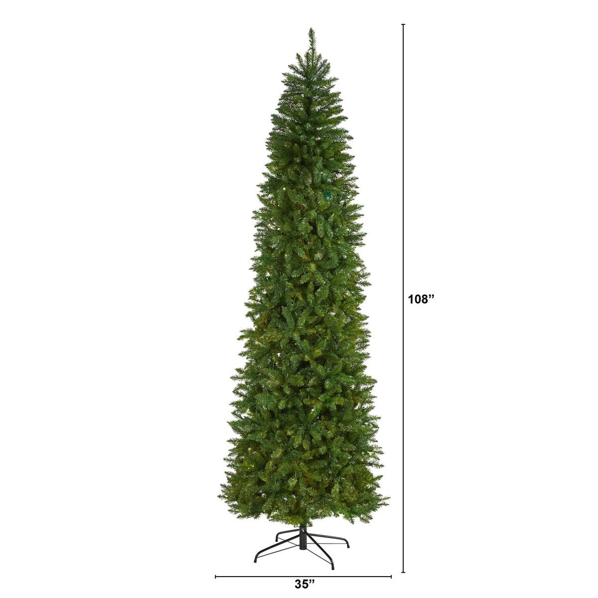 9' Slim Green Mountain Pine Artificial Christmas Tree with 1860 Bendable Branches, Christmas tree for living room, entryway or seasonal display