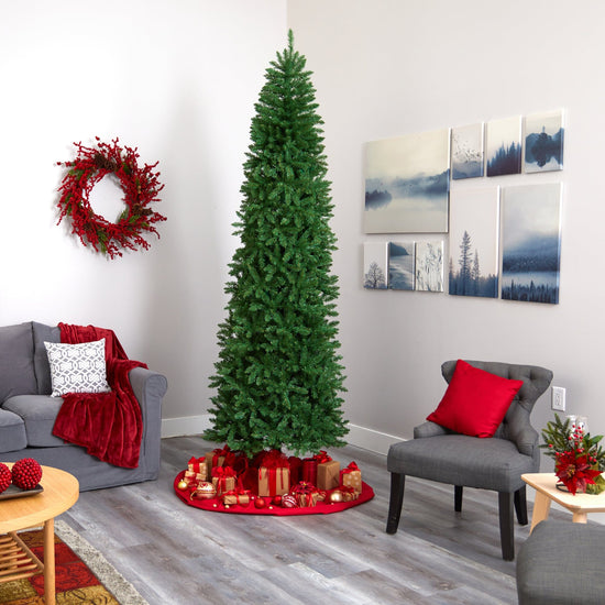 9' Slim Green Mountain Pine Artificial Christmas Tree with 1860 Bendable Branches, artificial Christmas tree for festive holiday home decor from Cedar & Spic...