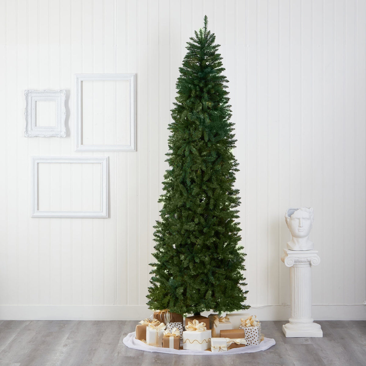 9' Slim Green Mountain Pine Artificial Christmas Tree with 1860 Bendable Branches, Christmas tree for living room, entryway or seasonal display