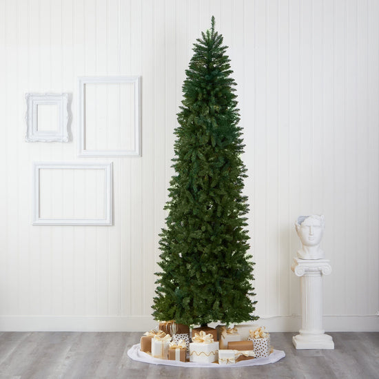 9' Slim Green Mountain Pine Artificial Christmas Tree with 1860 Bendable Branches, Christmas tree for living room, entryway or seasonal display