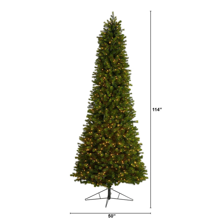 9.5' Slim Colorado Mountain Spruce Artificial Christmas Tree, Christmas tree for living room, entryway or seasonal display
