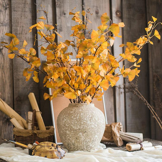 Artificial Ginkgo Stem in Yellow 37" Tall Faux
