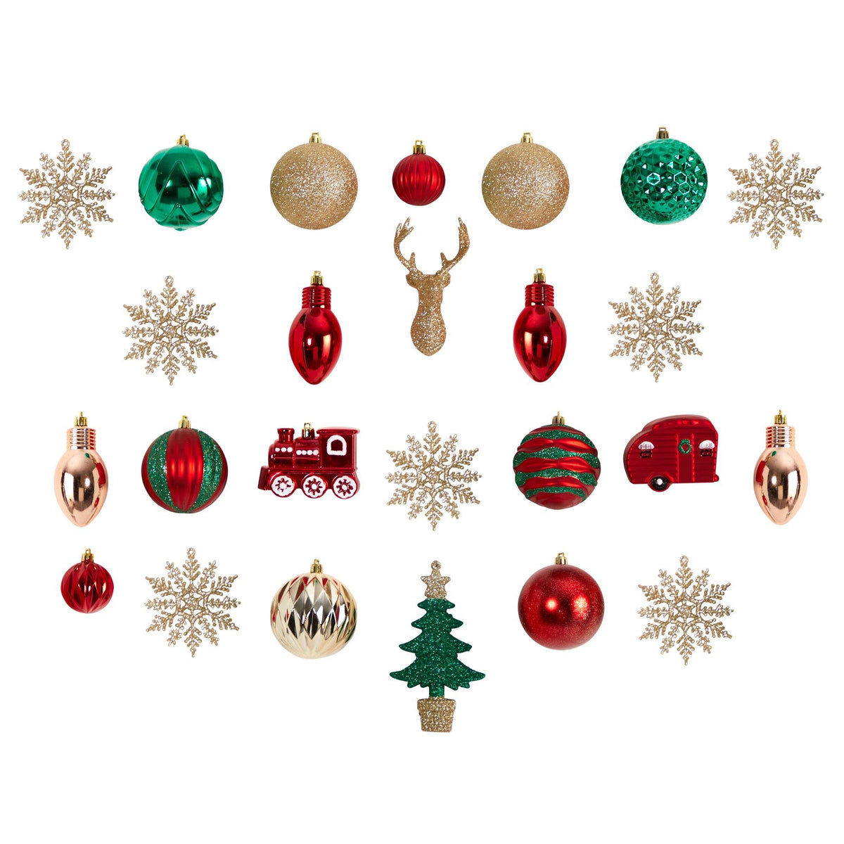 Holiday Deluxe Shatterproof, 25 Count Christmas Tree Ornament Box Set, Re-Useable Container, Christmas ornament for festive holiday tree decor from Cedar & S...