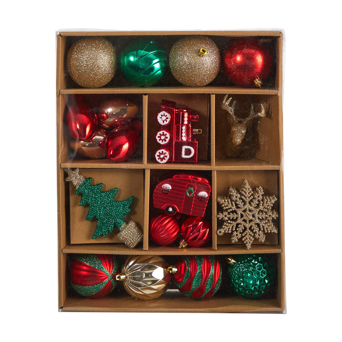 Holiday Deluxe Shatterproof, 25 Count Christmas Tree Ornament Box Set, Re-Useable Container, Christmas ornament for festive holiday tree decor from Cedar & S...