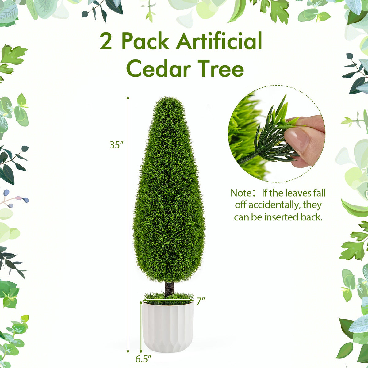2 Pack 3 Feet Artificial Cedar Teardrop Shaped Bush with Plastic Nursery Pot-Green — decorative artificial greenery for indoor spaces home styling accent