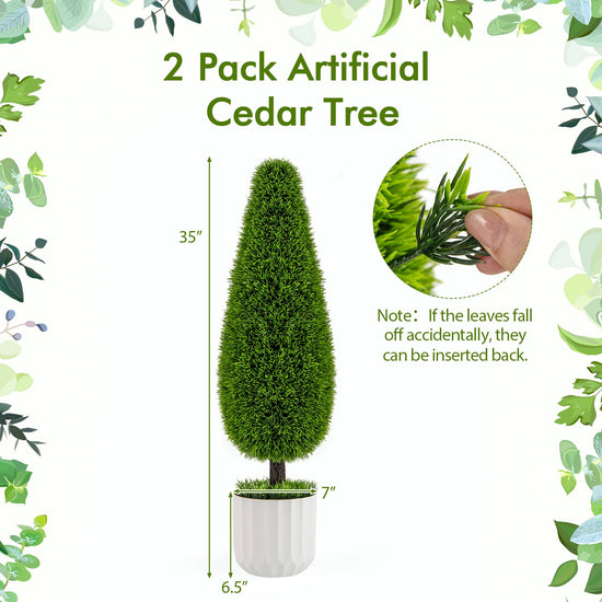 2 Pack 3 Feet Artificial Cedar Teardrop Shaped Bush with Plastic Nursery Pot-Green — decorative artificial greenery for indoor spaces home styling accent