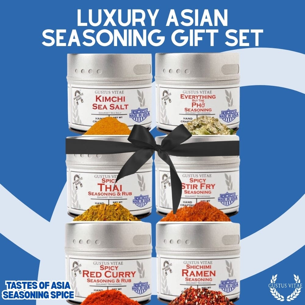 Asian Seasonings Gift Set - Tastes of Asia - Artisanal Spice Blends Six Pack, gourmet spice set for birthdays, holidays and food lover gifts