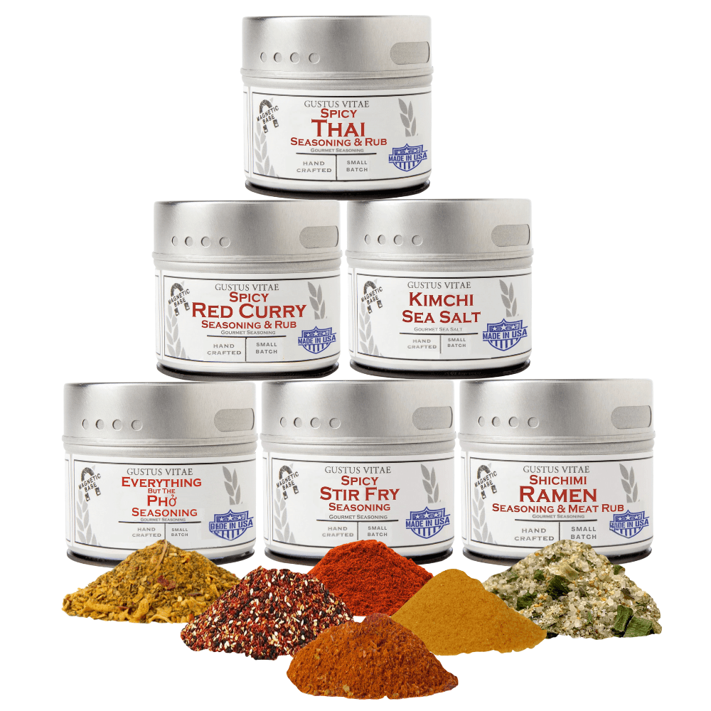 Asian Seasonings Gift Set - Tastes of Asia - Artisanal Spice Blends Six Pack, gourmet culinary gift for food lovers from Cedar & Spice Gifts
