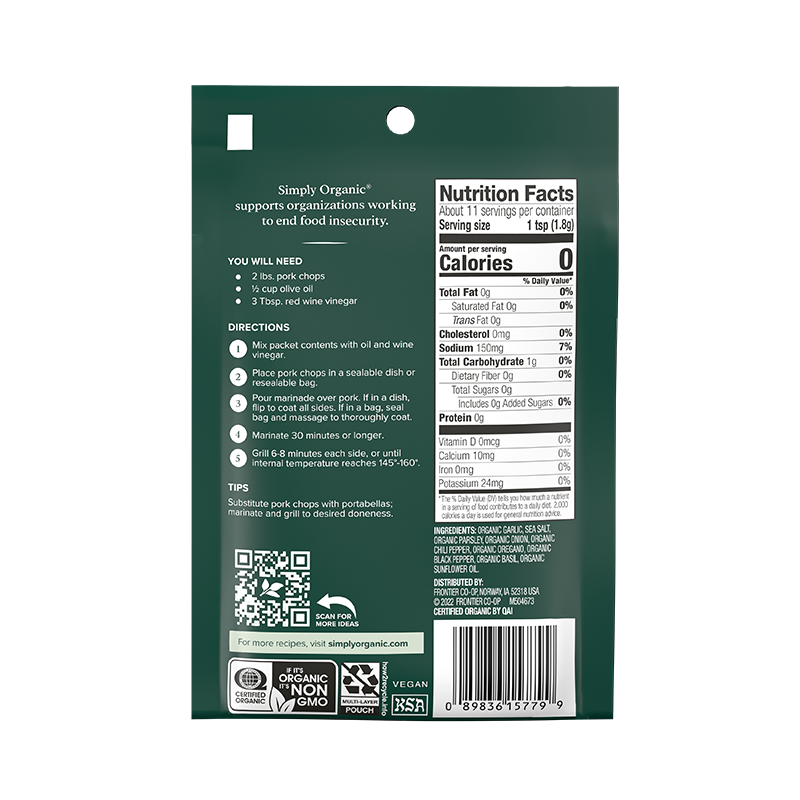 Chimicurri Marinade Mix, Certified Organic, Vegan, 0.71 Oz