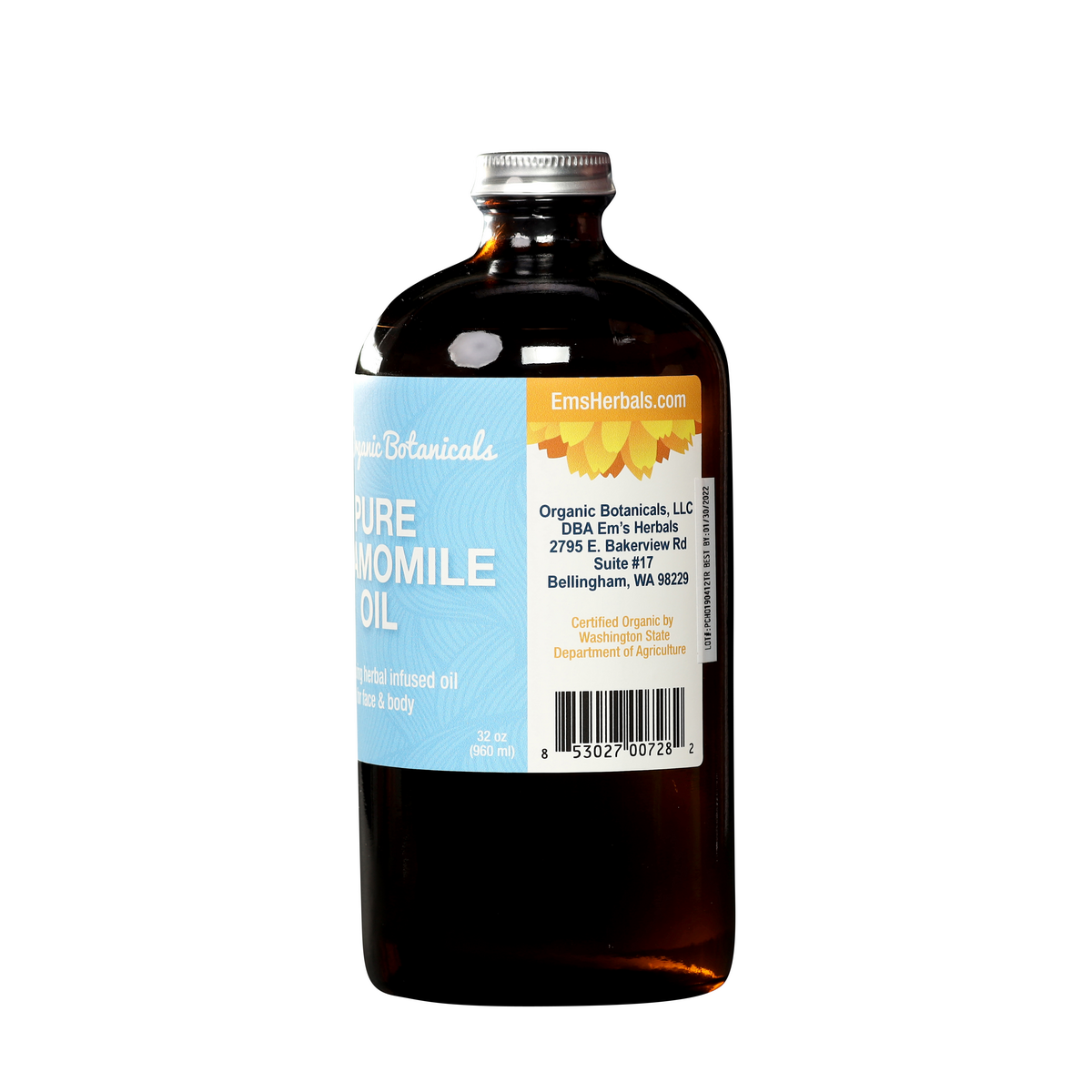 Pure Chamomile Infused Oil – Certified Organic Herbal Oil for Sensitive Skin, Eczema & More