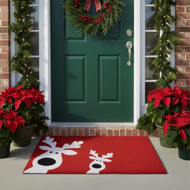 Christmas Peeking Reindeer Doormat
