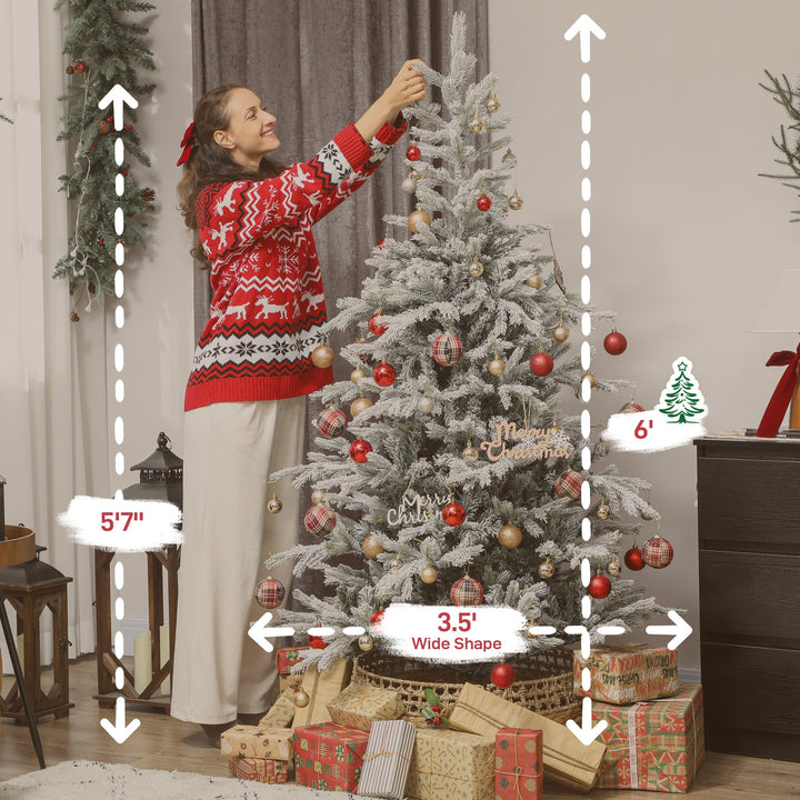 6 Ft Artificial Frosted Christmas Tree With Realistic Branches, Christmas tree for living room, entryway or seasonal display