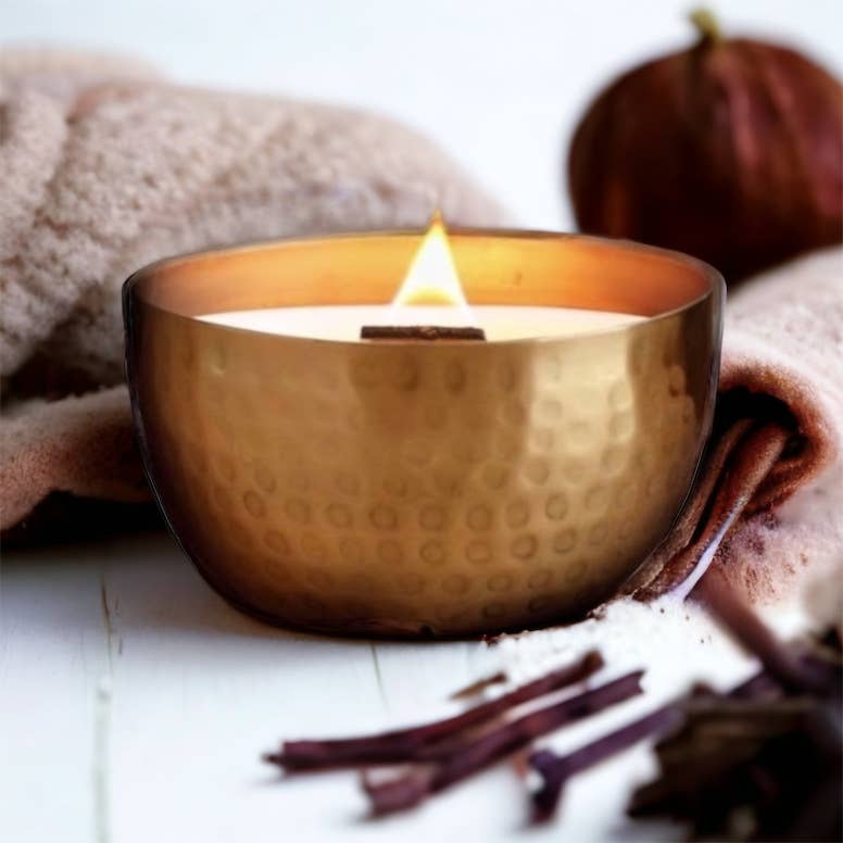 Winter/Holiday Brass Bowl Collection - 14oz /Soy/ Woodwick