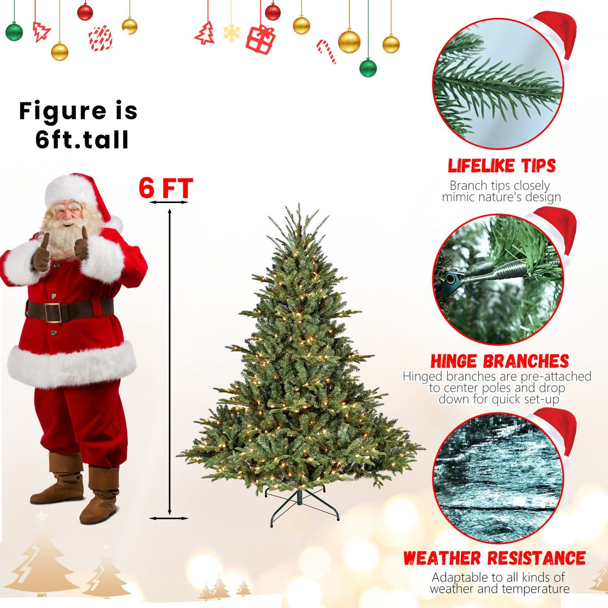 5FT The Full-Bodied Pre-Lit Evergreen Christmas Tree