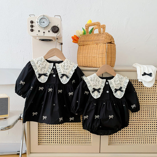 Autumn Clothes Baby's Gown Doll Collar Lace Embroidery