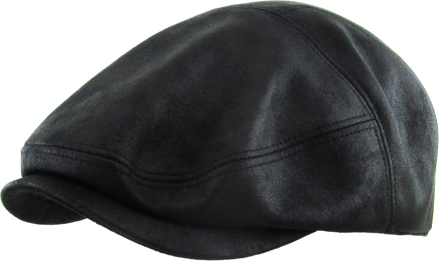 Faux Leather Ascot Ivy Newsboy Hat