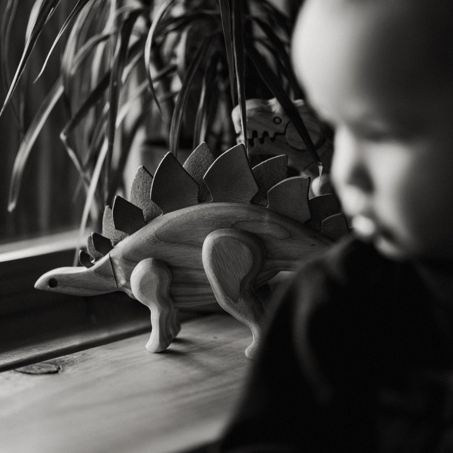 Wooden Stegosaurus Dinosaur with Magnetic Joints