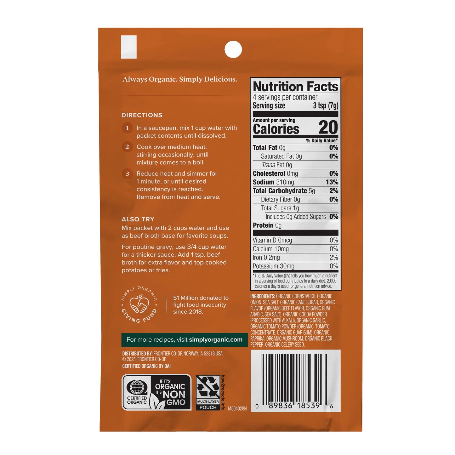 Brown Gravy Mix, Certified Organic, Gluten-Free, 1 Oz