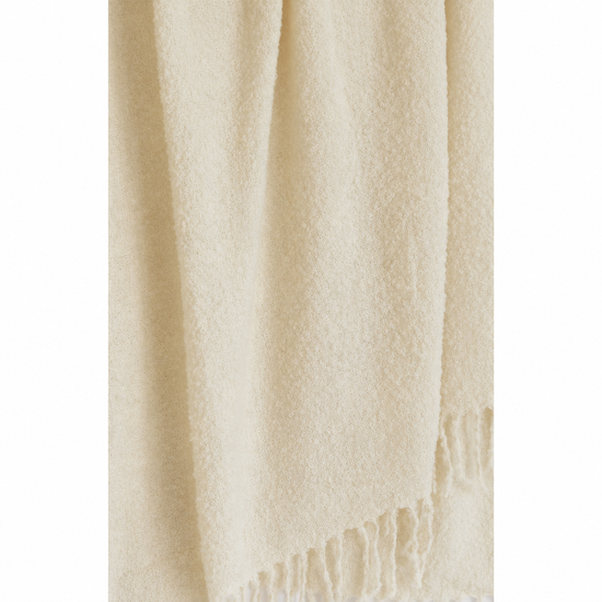 Handloomed Alpaca Bouclé Throw Blanket | Ivory | Made in Peru