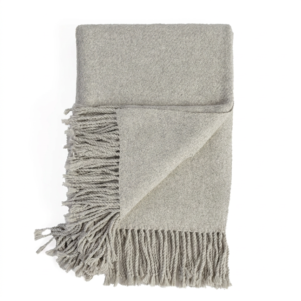 Handloomed Undyed Baby Alpaca & Peruvian Pima Cotton Throw Blanket | Silver | Kulsi Collection