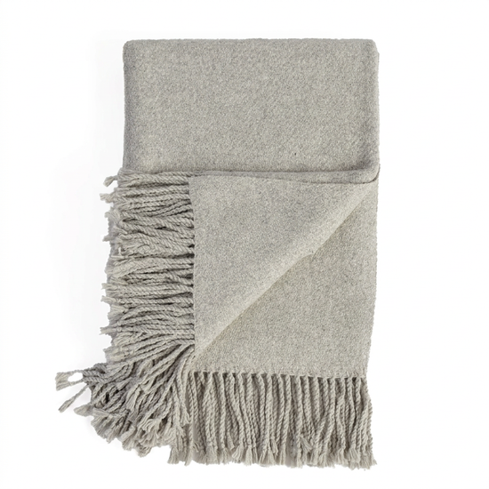 Handloomed Undyed Baby Alpaca & Peruvian Pima Cotton Throw Blanket | Silver | Kulsi Collection