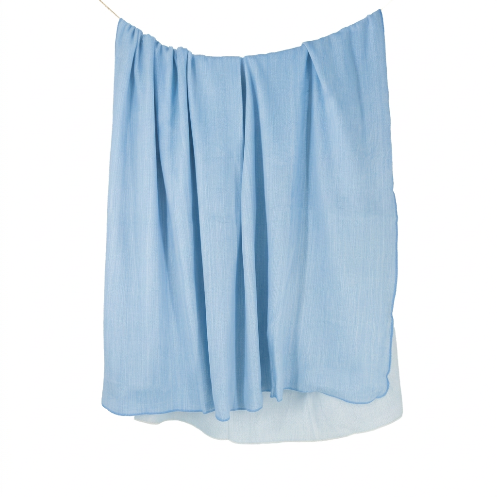 Reversible Handwoven Alpaca Throw Blanket | Powder Blue & White | Kani Collection