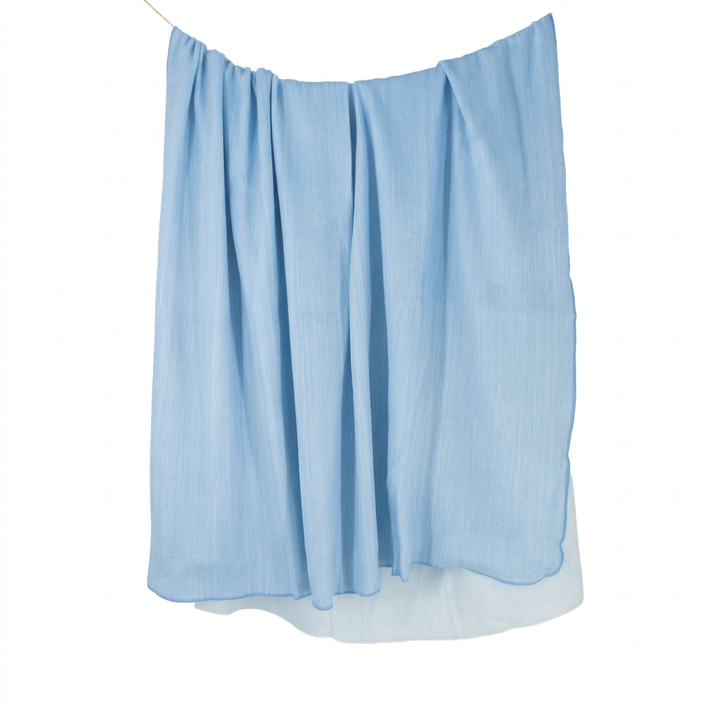 Reversible Handwoven Alpaca Throw Blanket | Powder Blue & White | Kani Collection