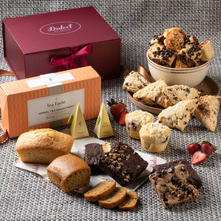 Deluxe Pastry and Tea Gift Set, gourmet sweets gift for birthdays, holidays and celebrations from Cedar & Spice Gifts