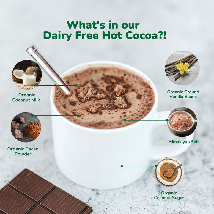 Instant Dairy Free Coconut Hot Cocoa Mix  |  20 Pack Single Serving |Gluten Free, Vegan and Organic