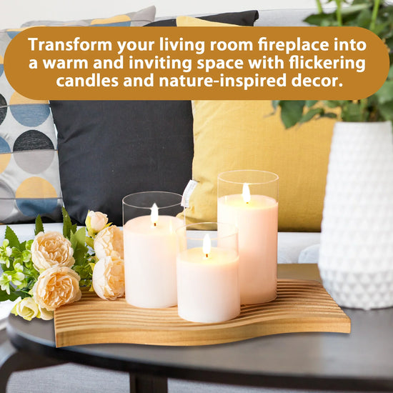 Glass Wax Flameless Effect LED Candles ( Set of 3 )