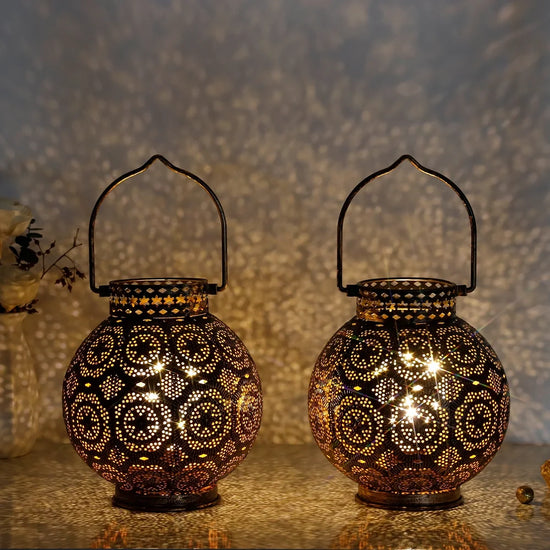 Set of 2 Moroccan Style Metal Table Lamp