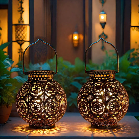 Set of 2 Moroccan Style Metal Table Lamp